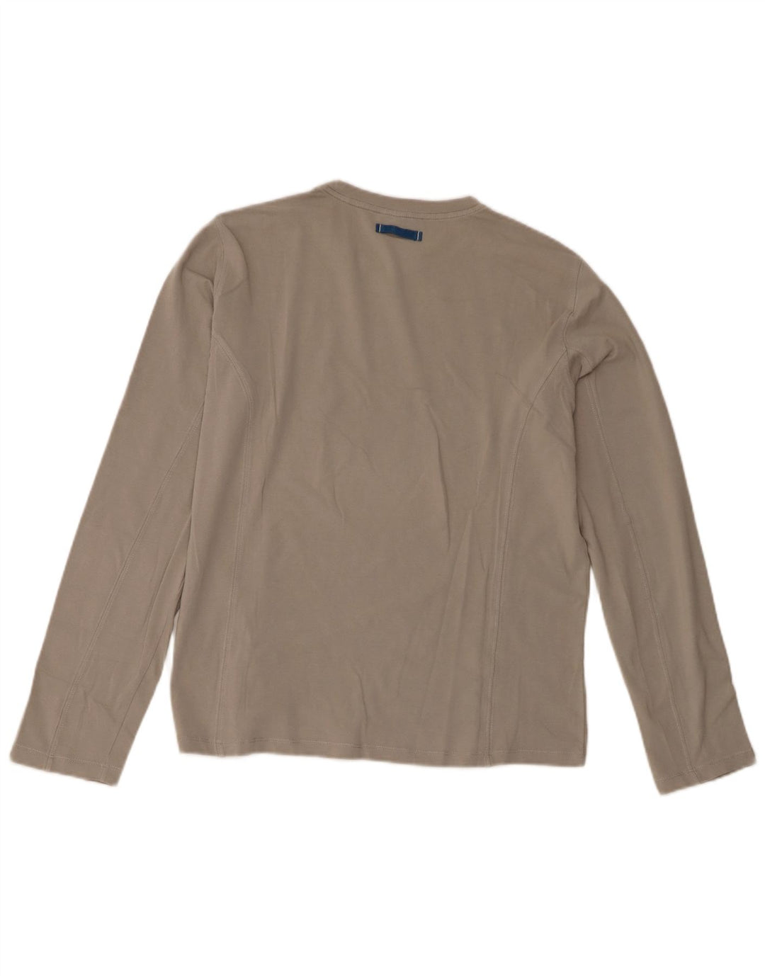 Trussardi Jeans Womens Graphic Top Long Sleeve UK 14 Medium Grey Cotton