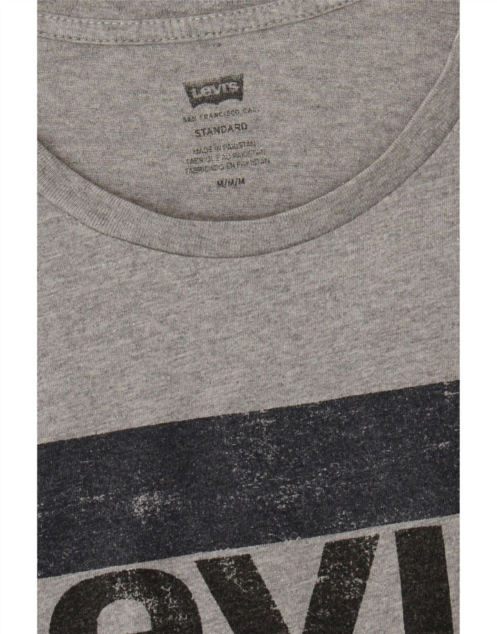 LEVI'S Mens Standard Fit Graphic T-Shirt Top Medium Grey Cotton Vintage Levi's and Second-Hand Levi's from Messina Hembry 