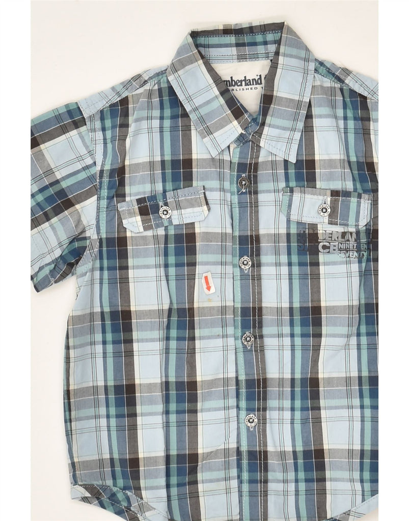 TIMBERLAND Baby Boys Short Sleeve Shirt 18-24 Months Blue Check Cotton | Vintage Timberland | Thrift | Second-Hand Timberland | Used Clothing | Messina Hembry 