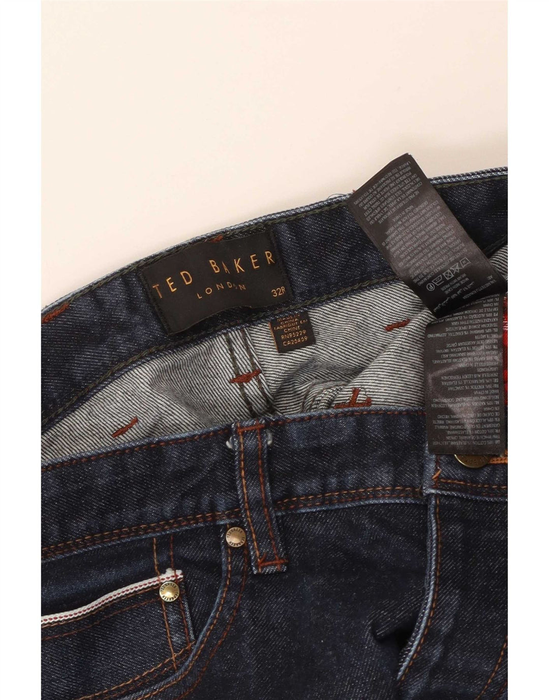 Ted Baker Mens Straight Jeans W32 L31 Navy Blue Cotton