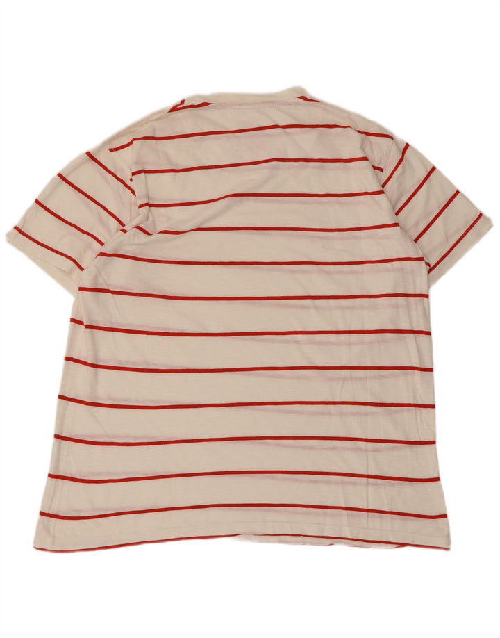 CARRERA Mens T-Shirt Top Large White Striped Cotton