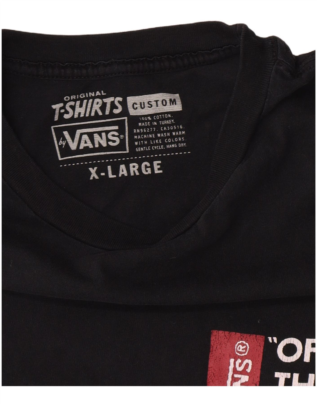 Vans Mens Graphic T-Shirt Top XL Black Cotton