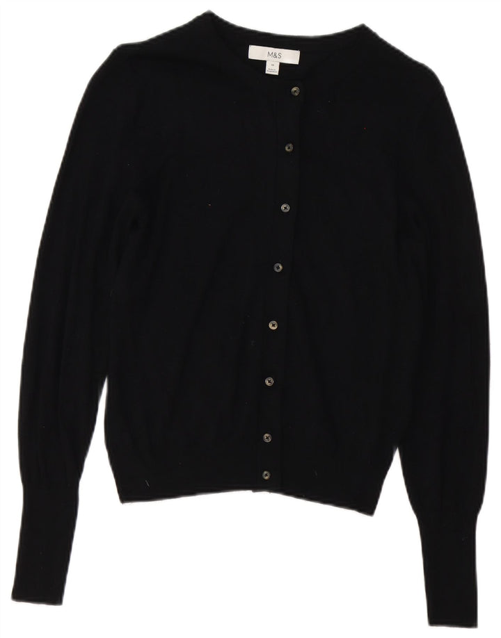 Marks & Spencer Womens Cardigan Sweater UK 10 Small Black Viscose