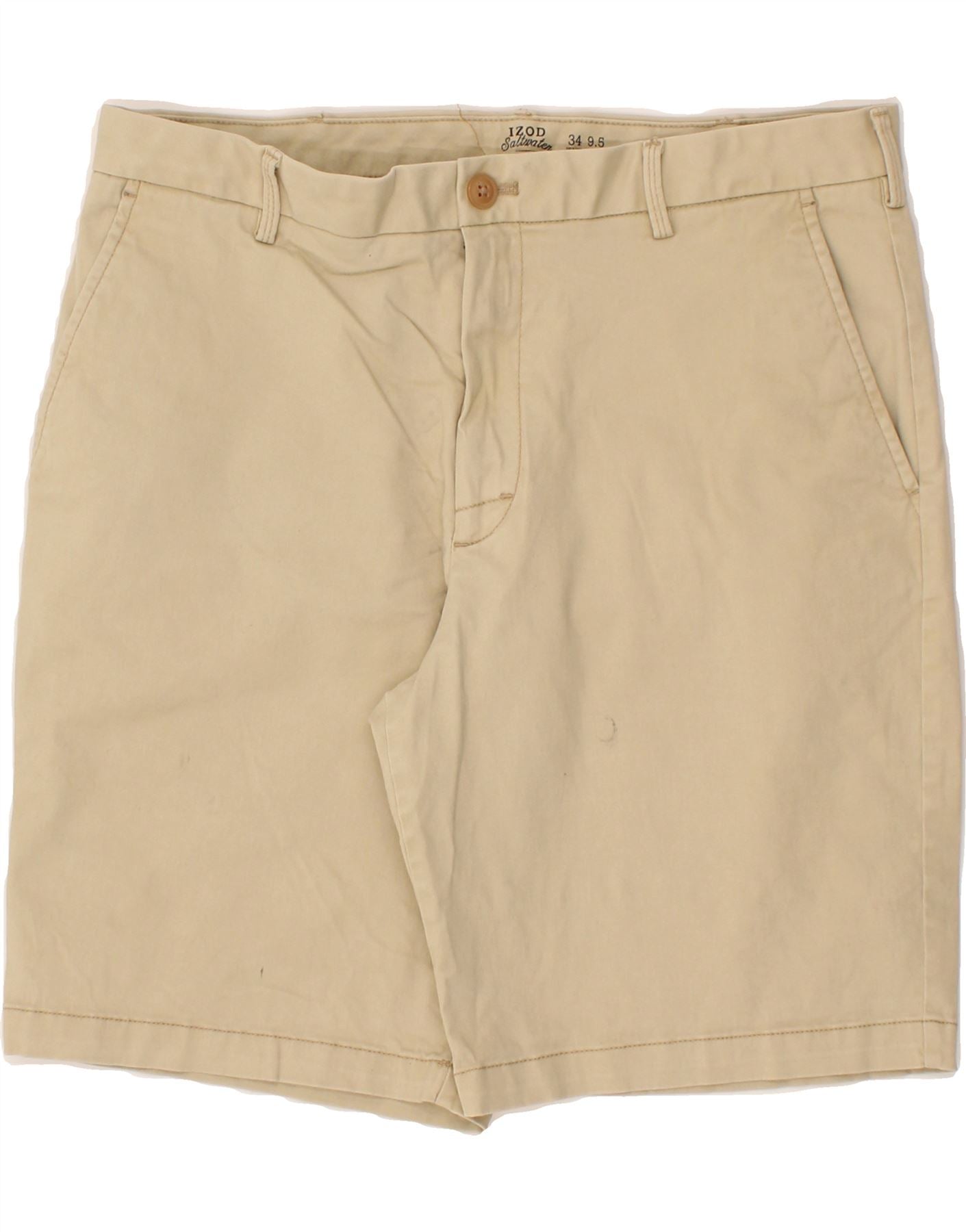 IZOD Mens Salt Water Chino Shorts W34 Large Beige Cotton Vintage