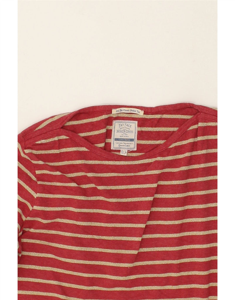 FAT FACE Womens Top Long Sleeve UK 10 Small Red Striped Cotton | Vintage Fat Face | Thrift | Second-Hand Fat Face | Used Clothing | Messina Hembry 