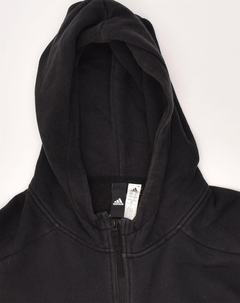 ADIDAS Womens Zip Hoodie Sweater UK 10 Small Black Cotton | Vintage Adidas | Thrift | Second-Hand Adidas | Used Clothing | Messina Hembry 