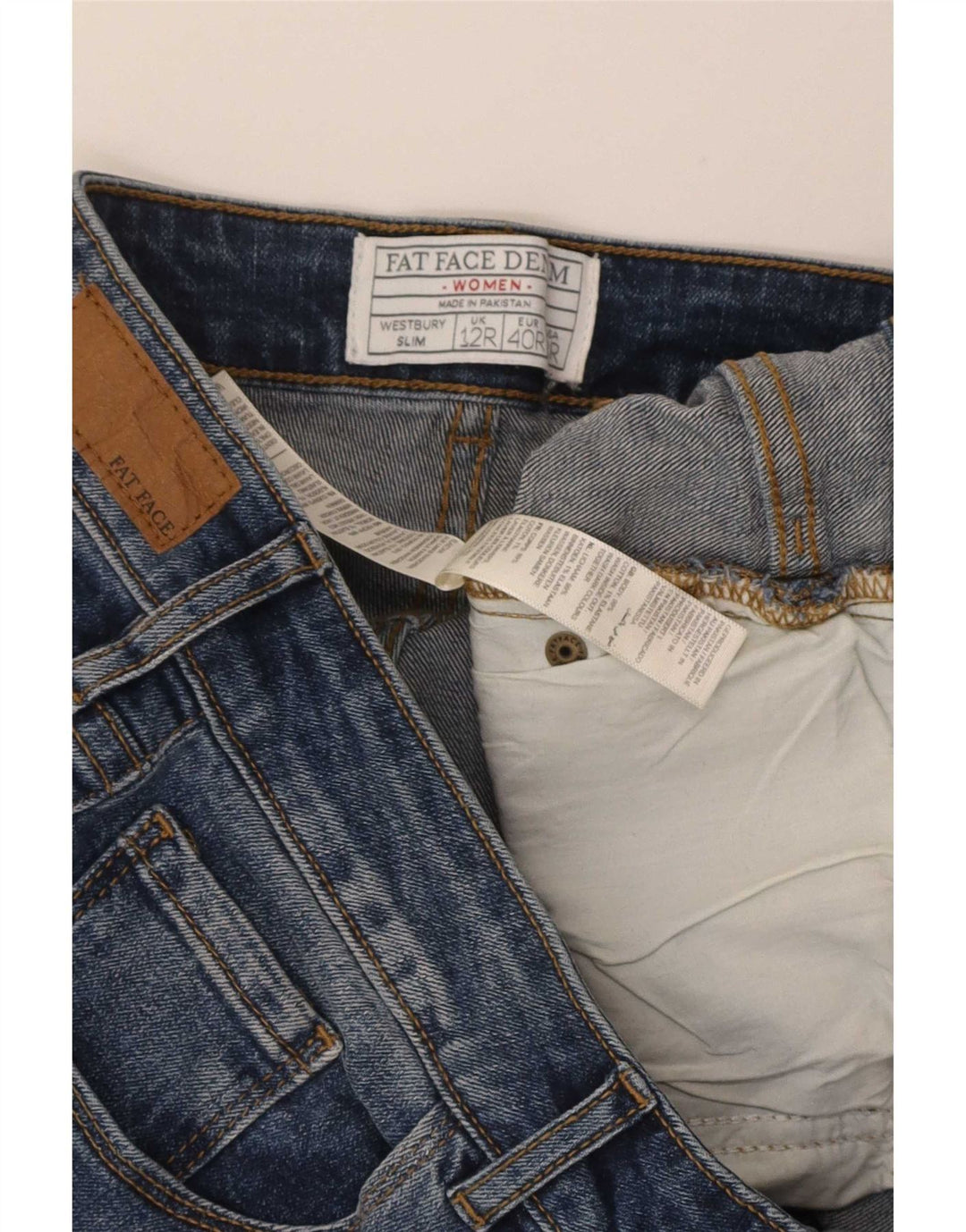 Fat Face Womens Slim Jeans UK 12 Medium W32 L30 Blue Cotton