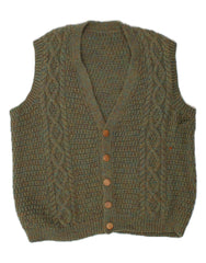 VINTAGE Mens Sleeveless Cardigan Sweater XL Green