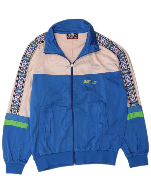 Asics Mens Graphic Tracksuit Top Jacket Large Blue Colourblock