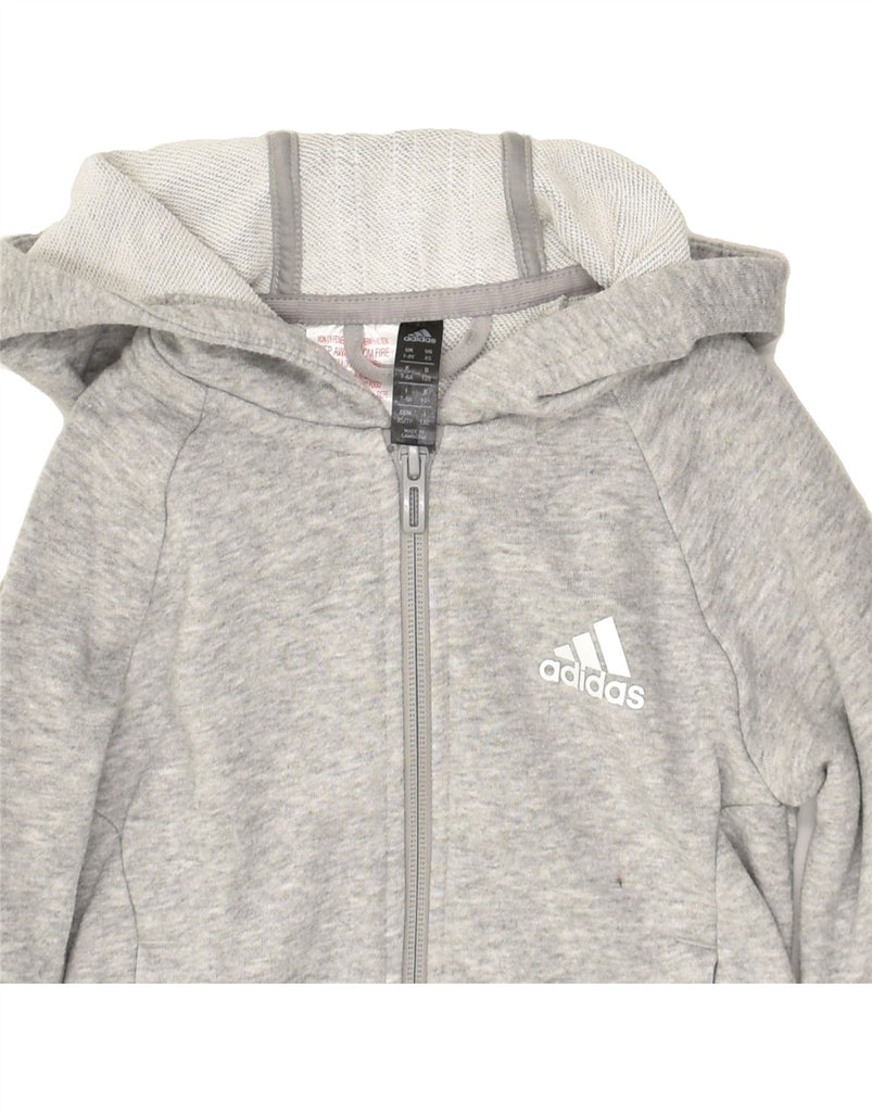 ADIDAS Boys Zip Hoodie Sweater 7-8 Years Grey Cotton | Vintage Adidas | Thrift | Second-Hand Adidas | Used Clothing | Messina Hembry 