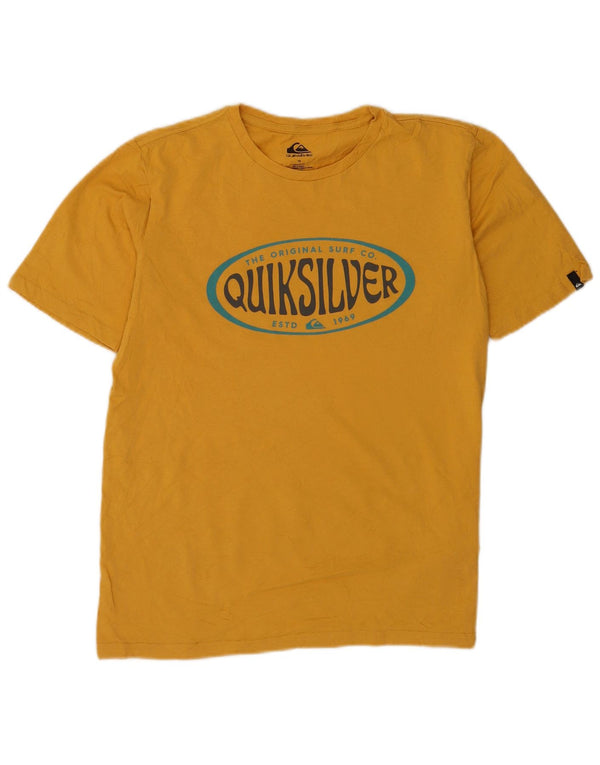 Quiksilver Boys Regular Fit Graphic T-Shirt Top 15-16 Years Yellow Cotton