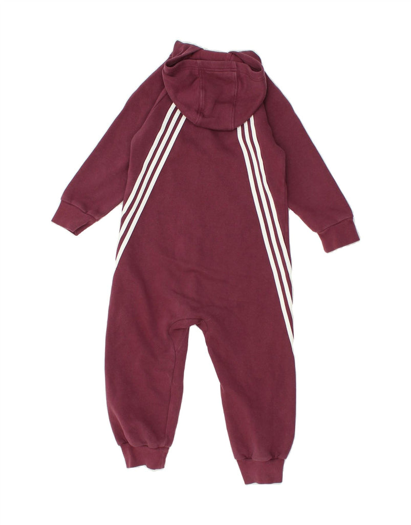 ADIDAS Boys Graphic Hooded Jumpsuit 3-4 Years Burgundy Cotton | Vintage Adidas | Thrift | Second-Hand Adidas | Used Clothing | Messina Hembry 