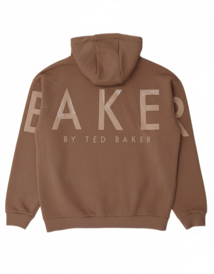 TED BAKER Boys Graphic Hoodie Jumper 11-12 Years Beige Cotton