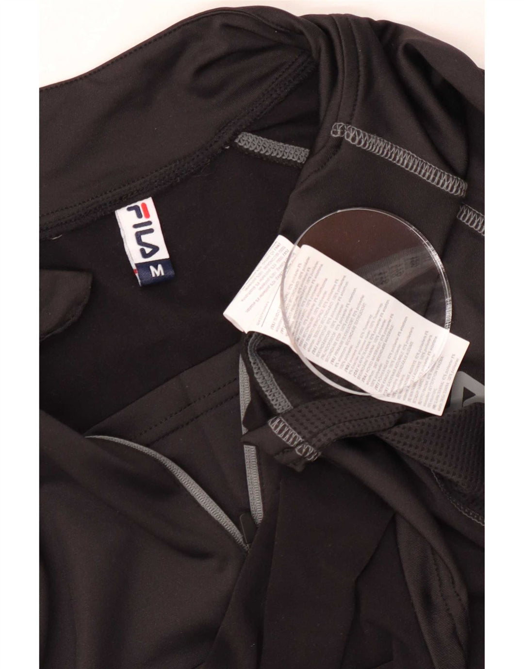 Fila Mens Zip Neck Pullover Tracksuit Top Medium Black Polyester