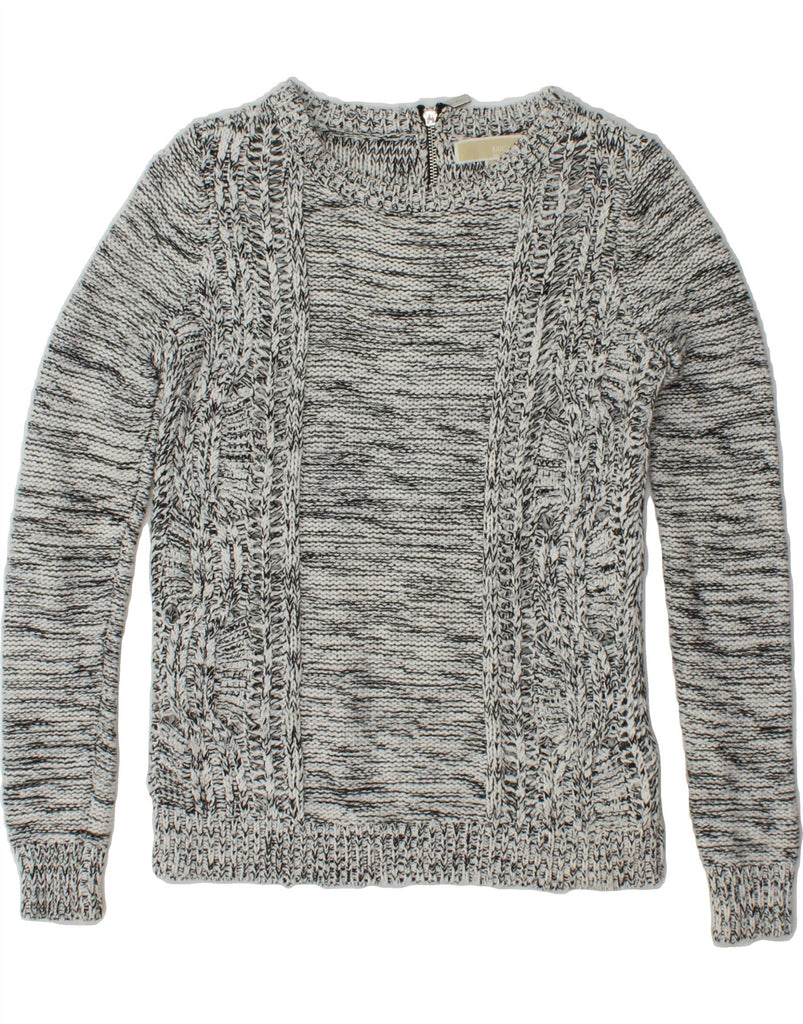 MICHAEL KORS Womens Crew Neck Jumper Sweater UK 6 XS Grey Flecked Cotton Vintage Michael Kors and Second-Hand Michael Kors from Messina Hembry 