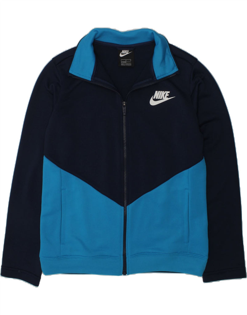 NIKE Boys Tracksuit Top Jacket 12-13 Years Large Navy Blue Colourblock | Vintage Nike | Thrift | Second-Hand Nike | Used Clothing | Messina Hembry 