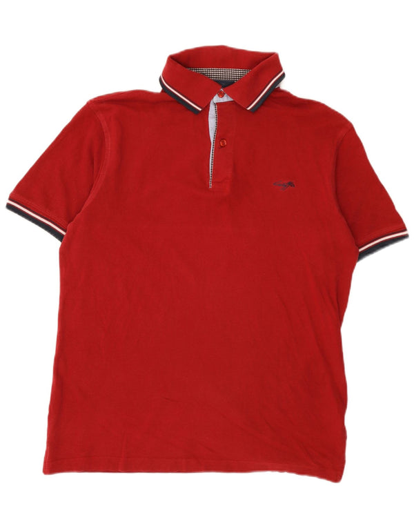 Lotto Mens Polo Shirt Medium Red Striped Cotton