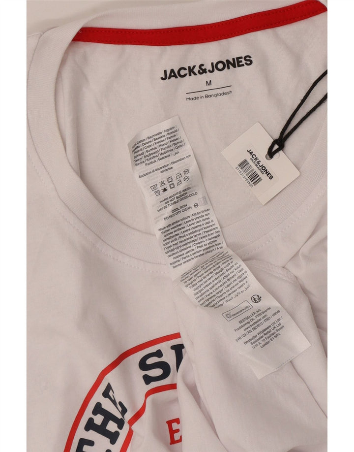Jack & Jones Mens Graphic T-Shirt Top Medium White Cotton