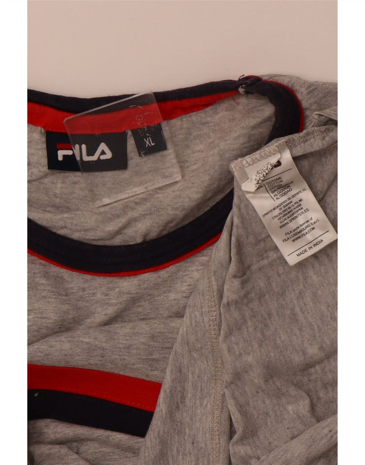FILA Womens T-Shirt Top UK 18 XL Grey Striped Cotton