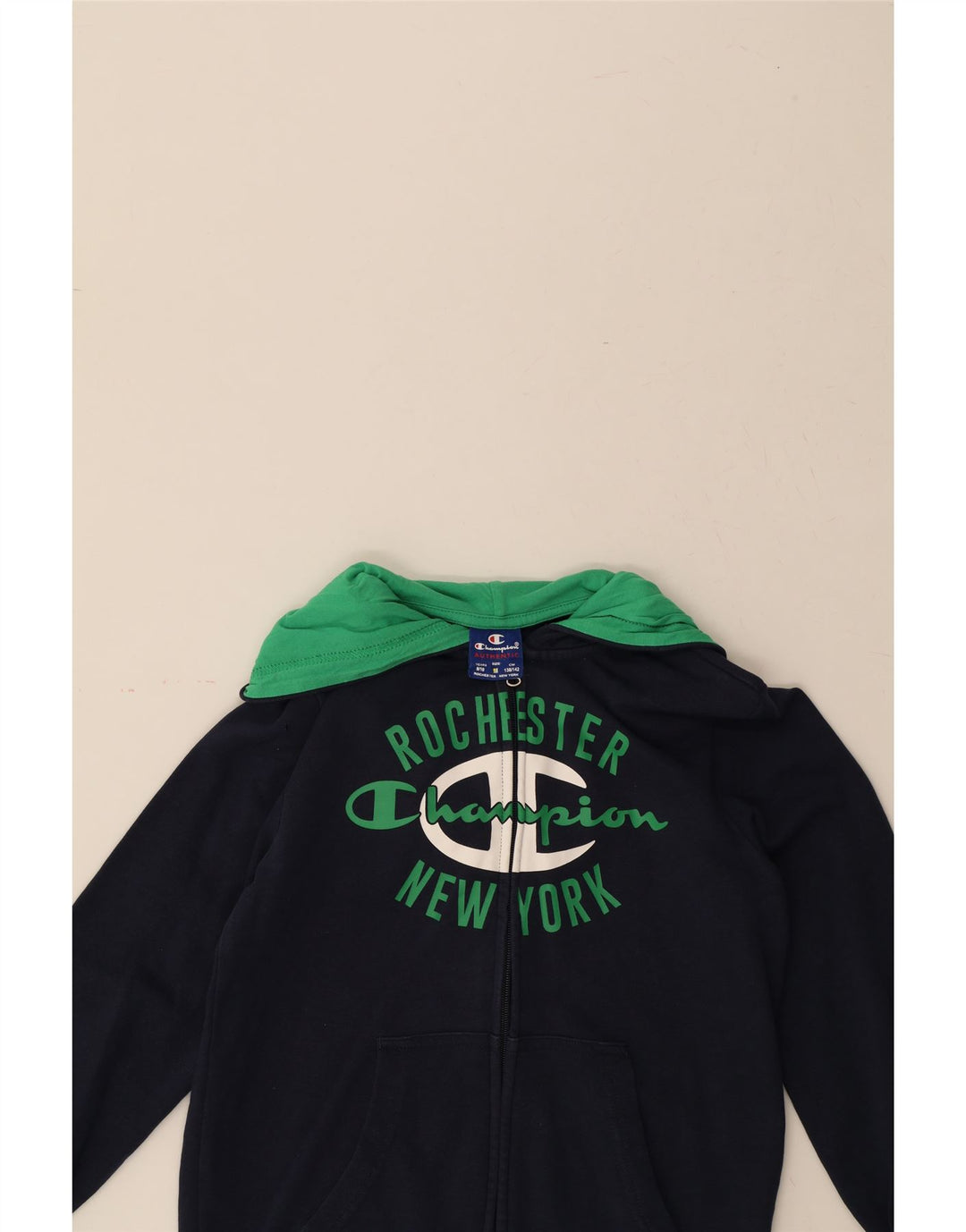 CHAMPION Boys Graphic Zip Hoodie Sweater 9-10 Years Medium Navy Blue Vintage Champion and Second-Hand Champion from Messina Hembry 