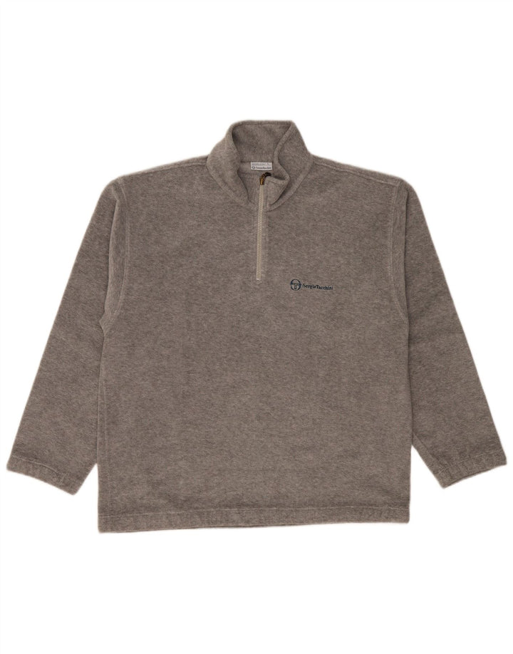 Sergio Tacchini Mens Zip Neck Fleece Jumper Large Grey