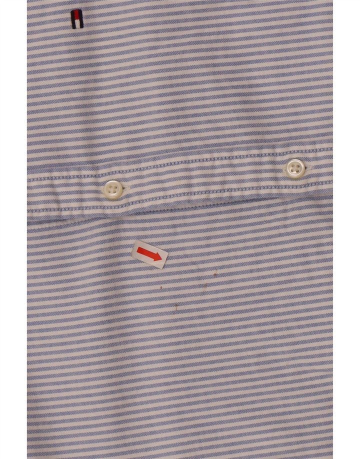 Tommy Hilfiger Mens Slim Fit Shirt XL Blue Striped Cotton