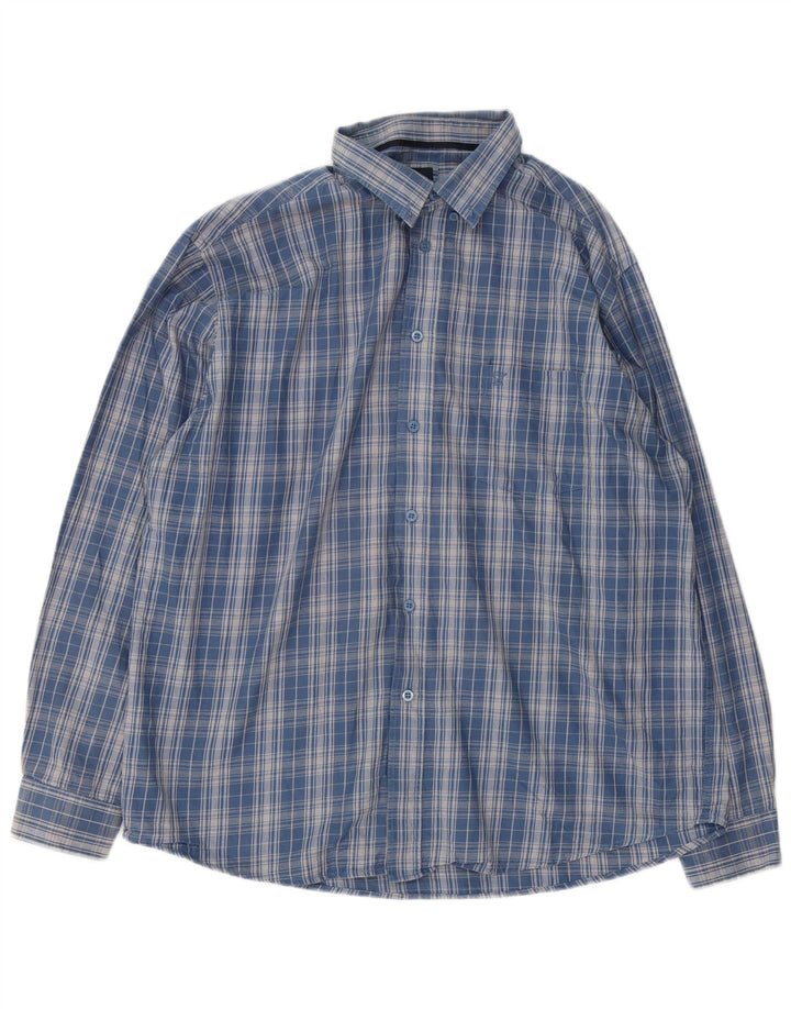 James Pringle Mens Flannel Shirt XL Blue Check Cotton