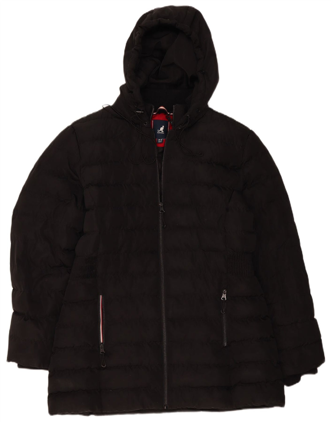 Kangol Womens Hooded Padded Coat UK 16 Large Black Polyester