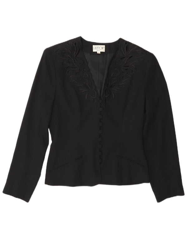 Cartoon Womens 9 Button Blazer Jacket EU 36 Small Black Floral Viscose