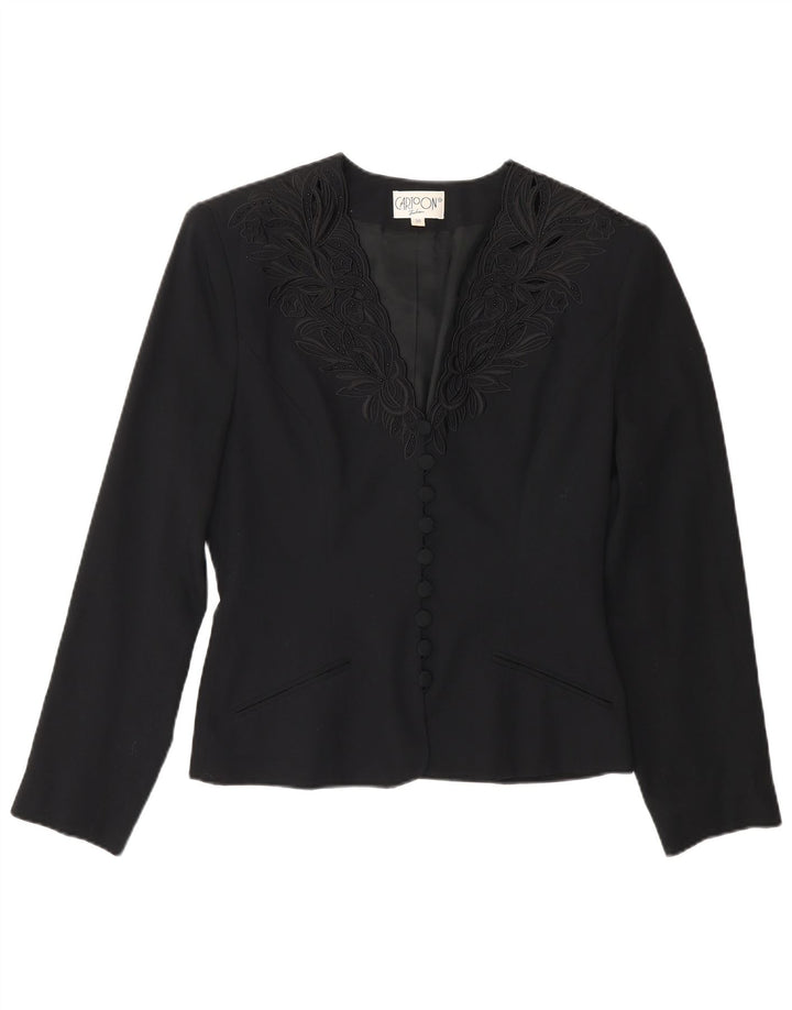 Cartoon Womens 9 Button Blazer Jacket EU 36 Small Black Floral Viscose