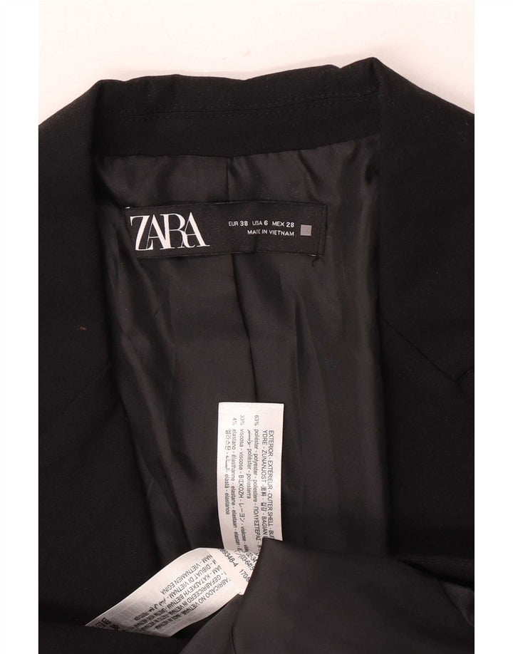 Zara Womens 1 Button Blazer Jacket EU 38 Small Black Polyester