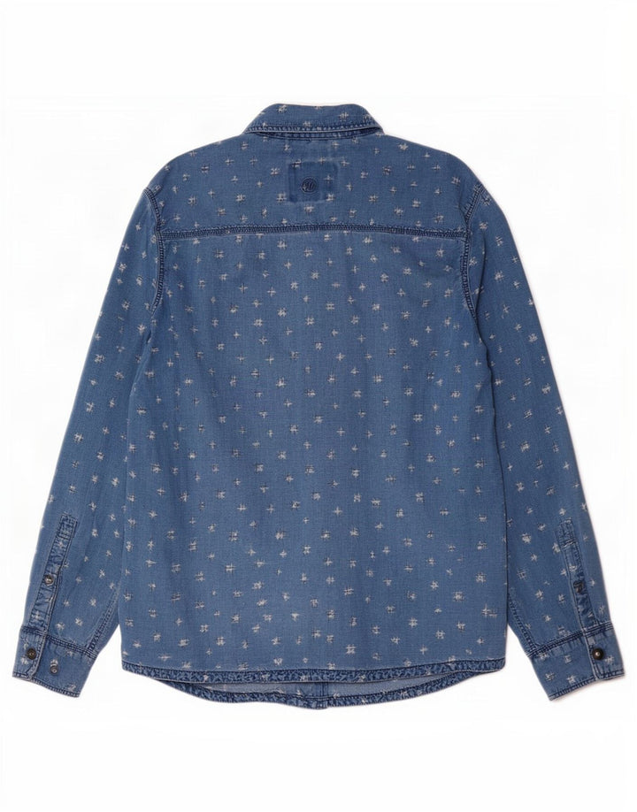 Fat Face Mens Indigo Dye Abstract Pattern Shirt Large Blue Cotton