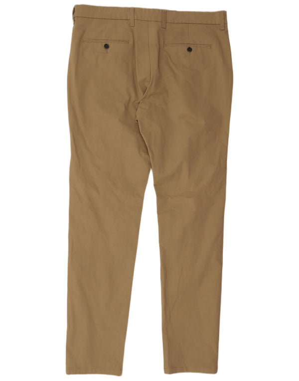 Marks & Spencer Mens Slim Fit Chino Trousers W36 L33 Brown Cotton