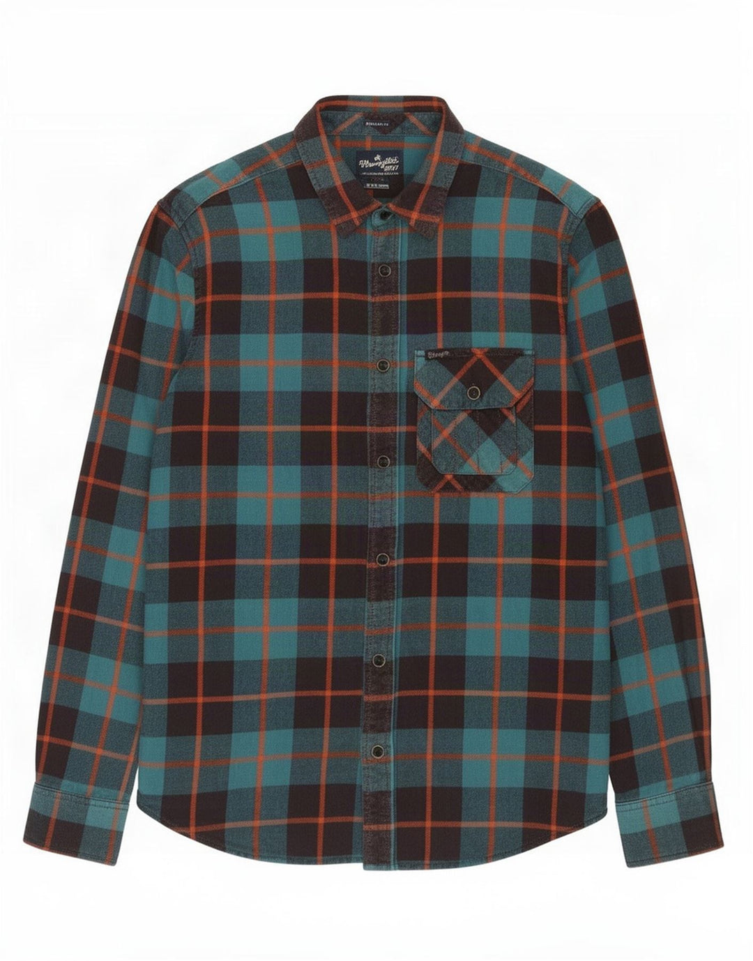 Wrangler Mens Flannel Shirt Small Green Check Cotton