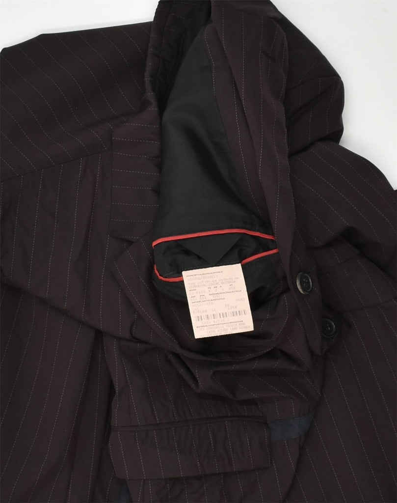 HUGO BOSS Mens Slim 3 Button Blazer Jacket IT 50 Large Brown Pinstripe | Vintage Hugo Boss | Thrift | Second-Hand Hugo Boss | Used Clothing | Messina Hembry 