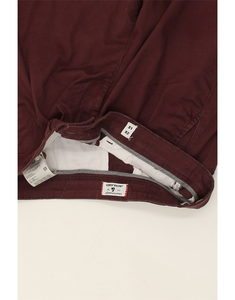 JACK & JONES Mens Slim Chino Trousers W31 L32 Burgundy Cotton | Vintage Jack & Jones | Thrift | Second-Hand Jack & Jones | Used Clothing | Messina Hembry 