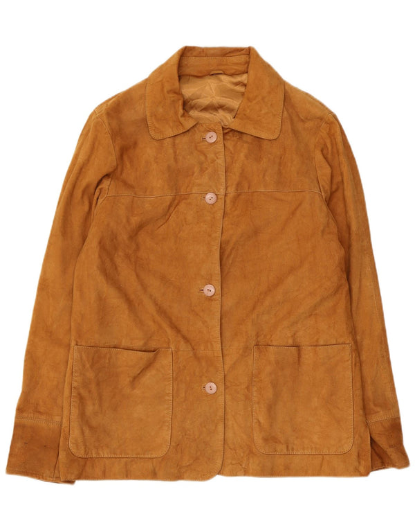 Vintage Womens Suede Jacket UK 14 Large Brown Leather