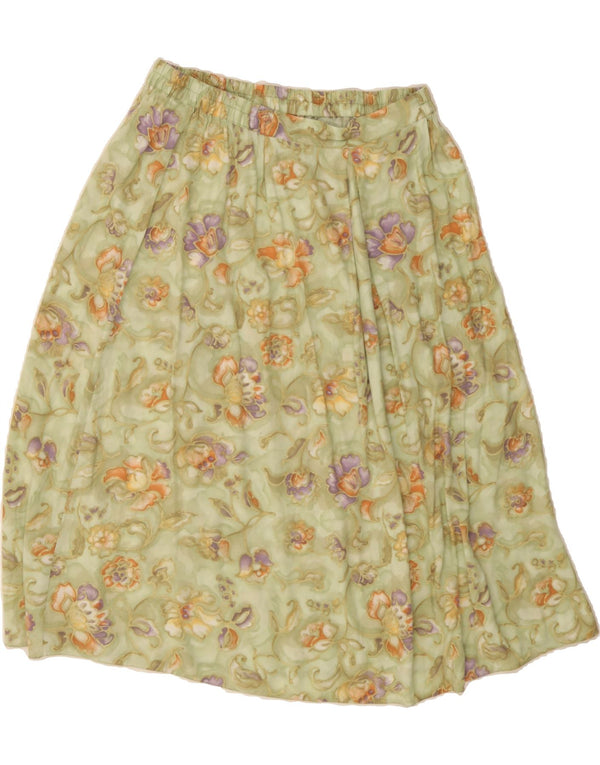 HONOR MILBURN Womens A-Line Skirt UK 16 Large W32  Green Floral Viscose