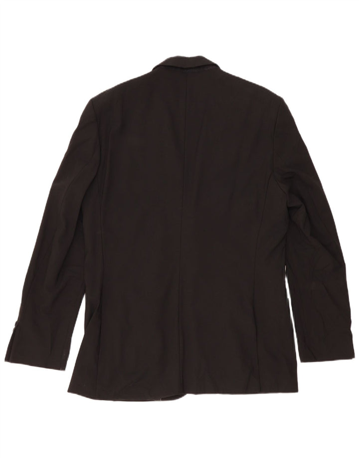 Zara Mens 2 Button Blazer Jacket EU 52 Large Black Wool Classic