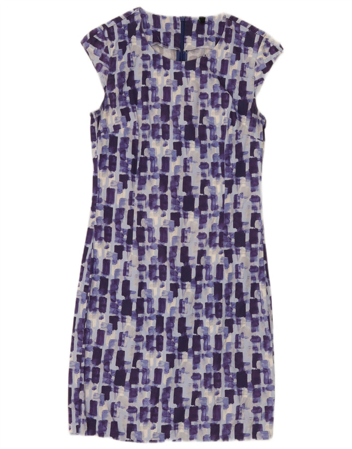 Benetton Womens Sheath Dress UK 10 Small Blue Check Cotton