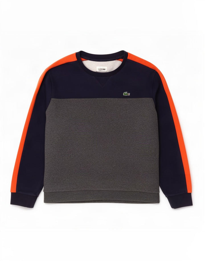 Lacoste Mens Sweatshirt Jumper Size 8 3XL Grey Colourblock Cotton
