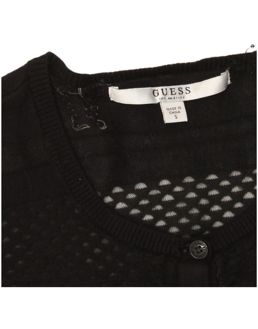 Guess Womens 3/4 Sleeve Cardigan Sweater UK 8 Small Black