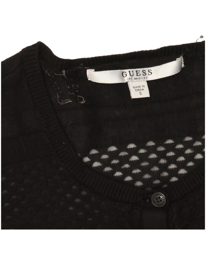 Guess Womens 3/4 Sleeve Cardigan Sweater UK 8 Small Black