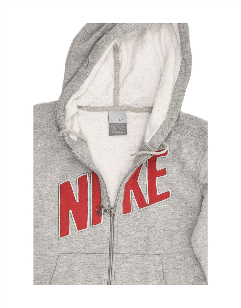 NIKE Girls Graphic Zip Hoodie Sweater 8-9 Years Grey Cotton | Vintage Nike | Thrift | Second-Hand Nike | Used Clothing | Messina Hembry 