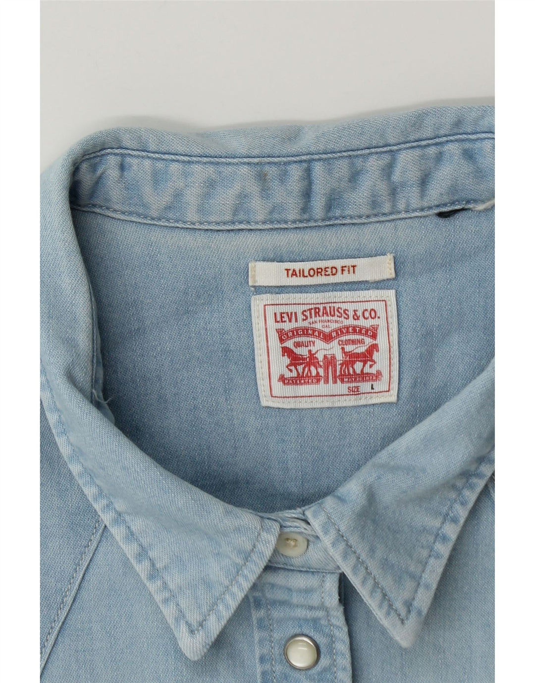 Levi's Womens Tailored Fit Denim Shirt UK 14 Large Blue Cotton