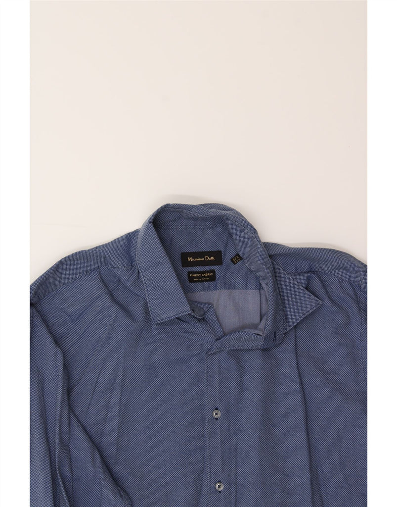 MASSIMO DUTTI Mens Shirt XL Blue Geometric Cotton Vintage Massimo Dutti and Second-Hand Massimo Dutti from Messina Hembry 