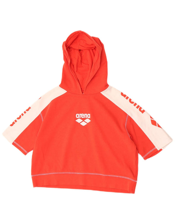 Arena Womens Oversized Graphic Hoodie Jumper UK 6 XS Red Colourblock