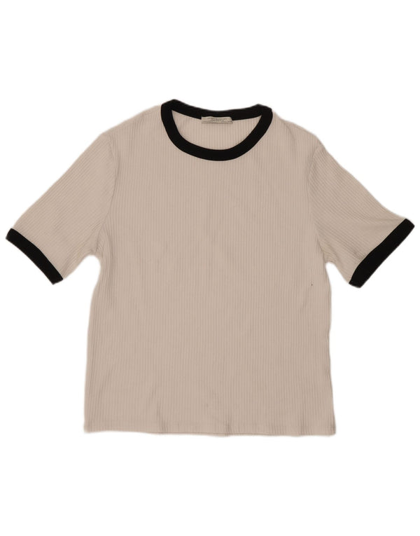 Zara Womens Trafaluc T-Shirt Top UK 14 Large White Colourblock
