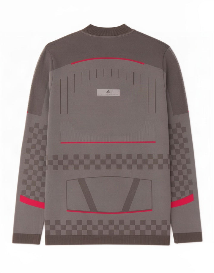 Adidas Womens Pullover Tracksuit Top UK 14 Large Grey Geometric Polyester