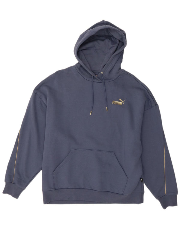 Puma Womens Hoodie Jumper UK 16 Large Blue Cotton
